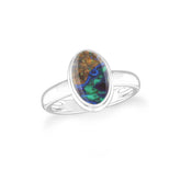 azurite malachite bezel-set ring