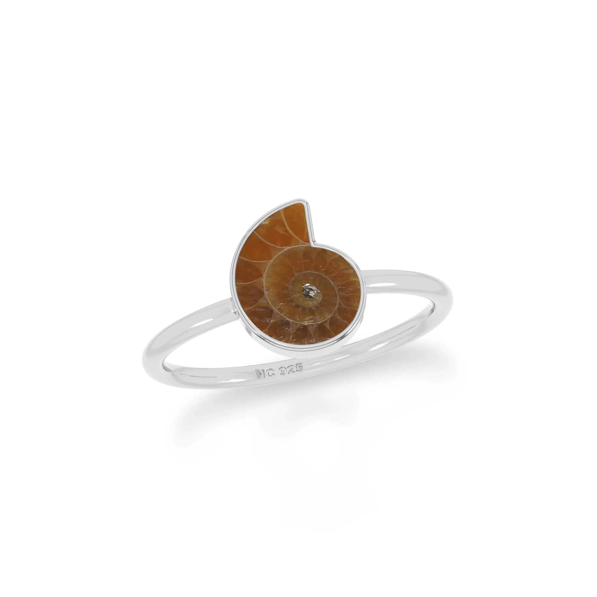 ammonite bezel-set ring