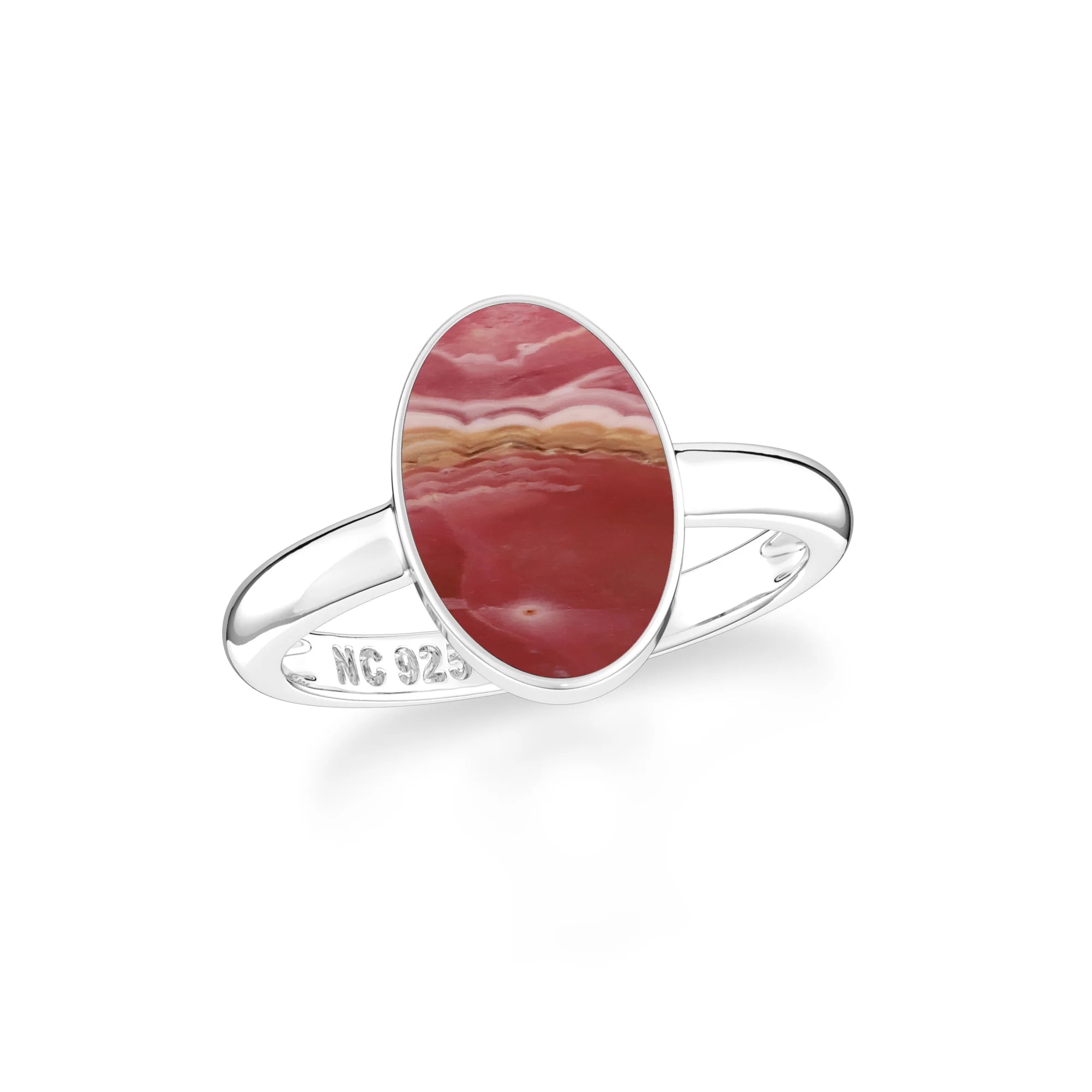 rhodochrosite bezel-set ring