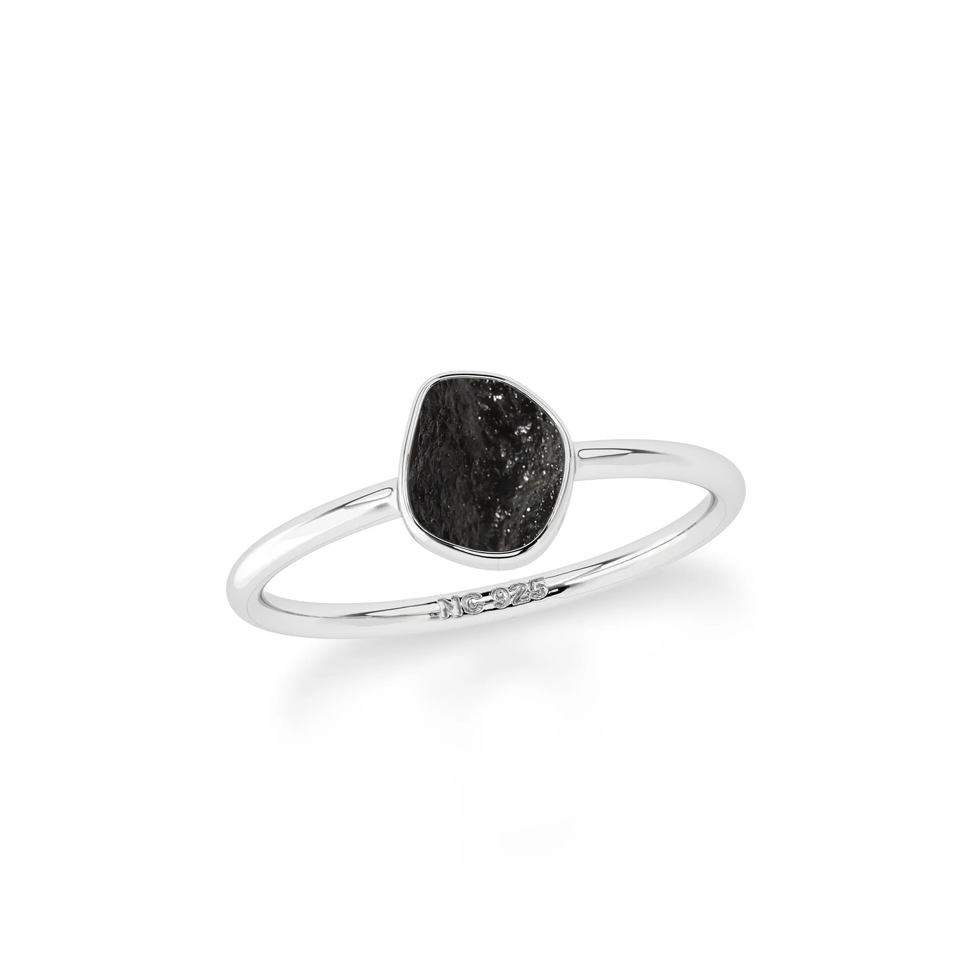black tourmaline stackable bezel-set ring