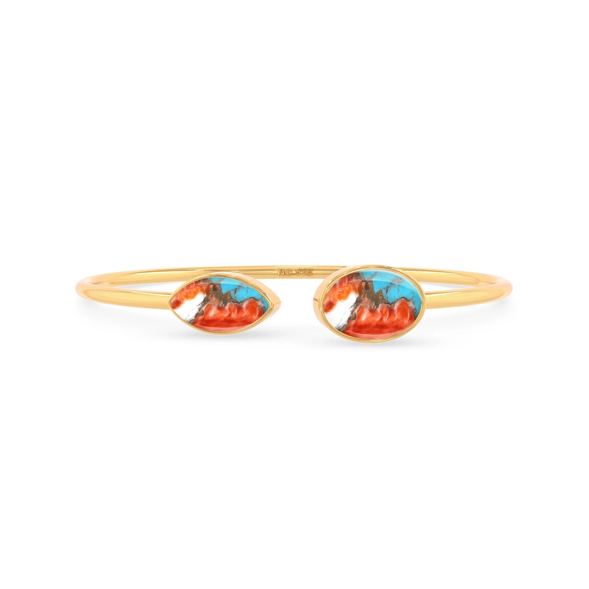 spiny oyster turquoise cab bracelet