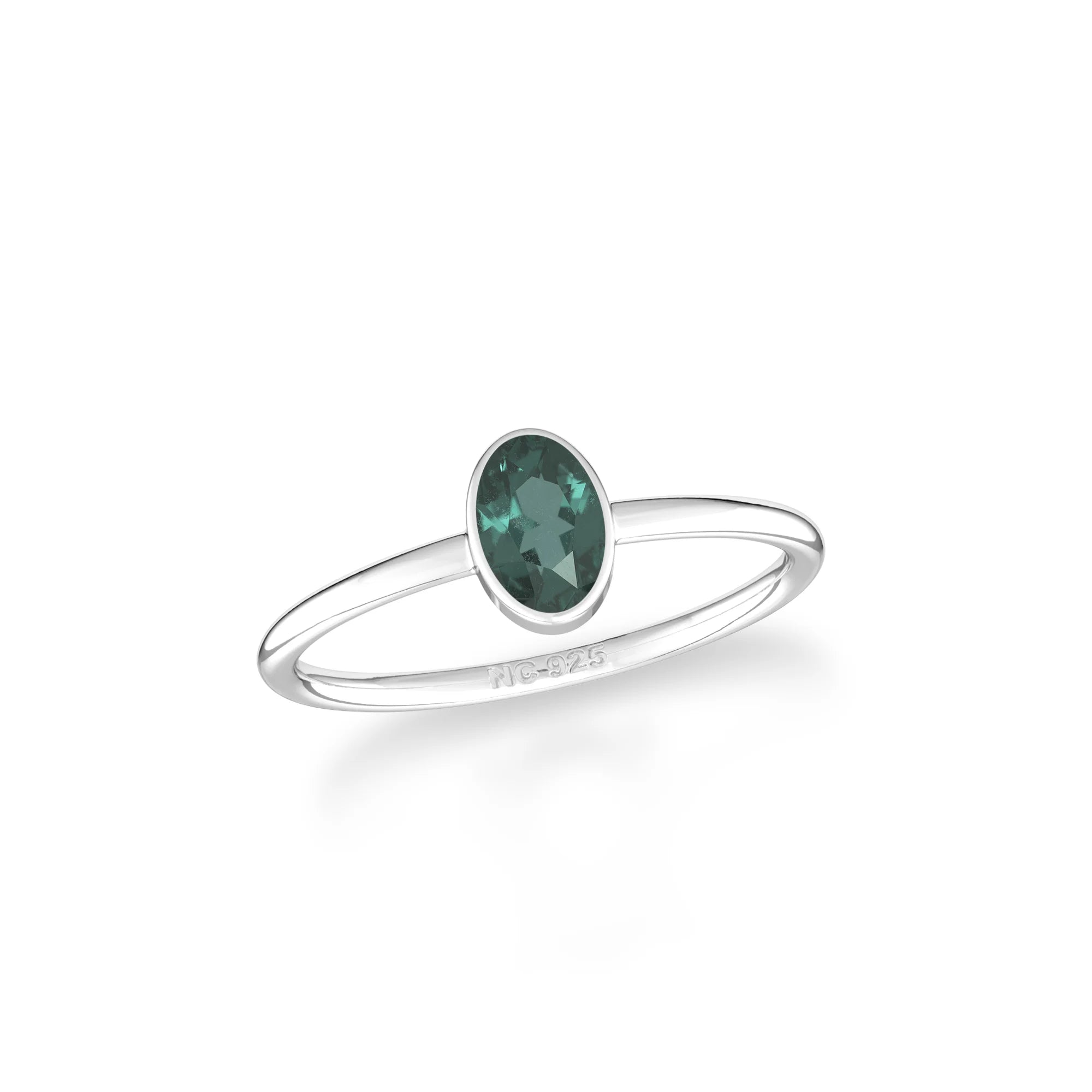 green tourmaline stackable bezel-set ring