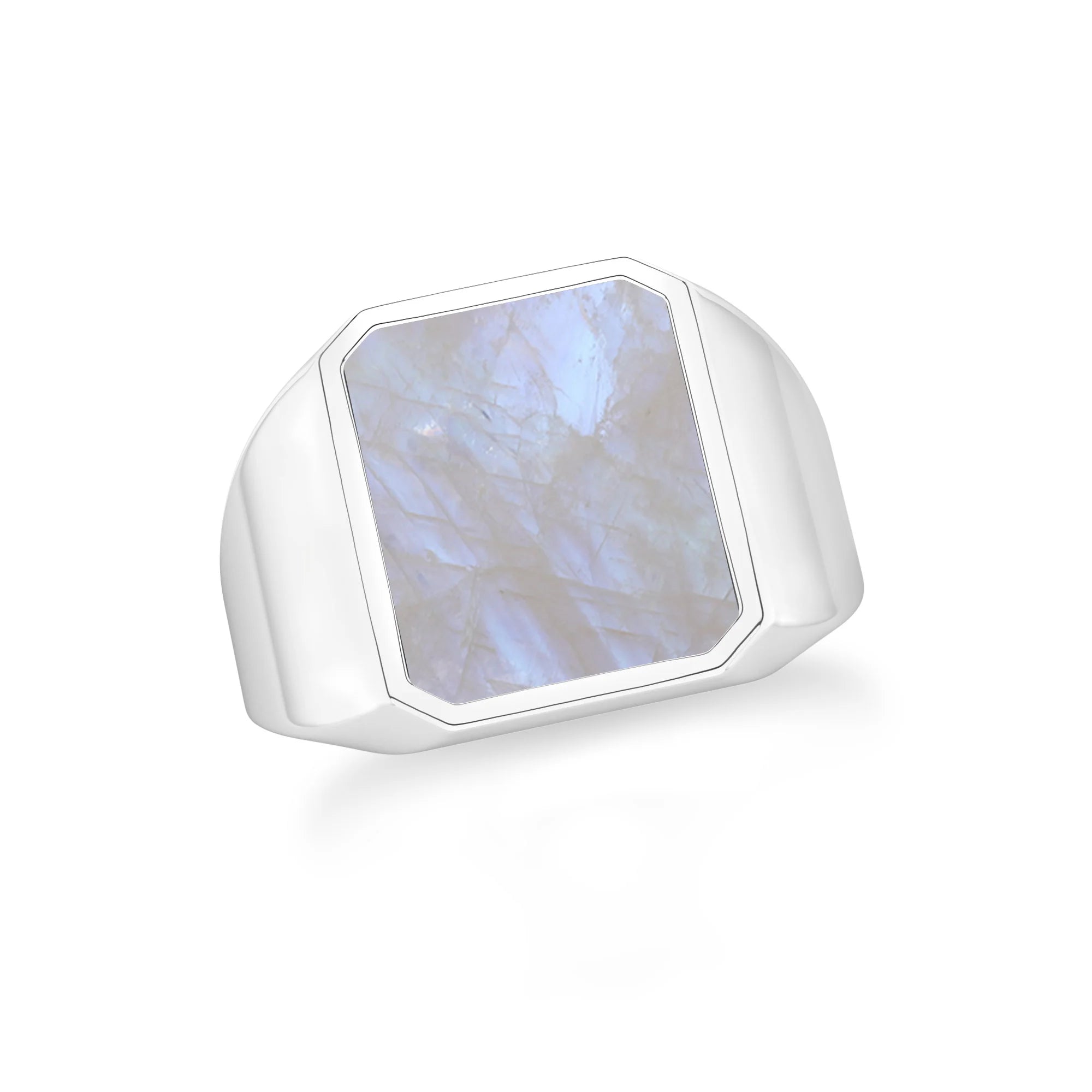 rainbow moonstone men bezel-set ring