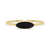 Natural Cab Shungite Oval Twister Bracelets For Women in 18K Gold Vermeil