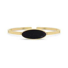 Natural Cab Shungite Oval Twister Bracelets For Women in 18K Gold Vermeil