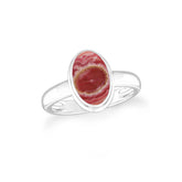rhodochrosite bezel-set ring