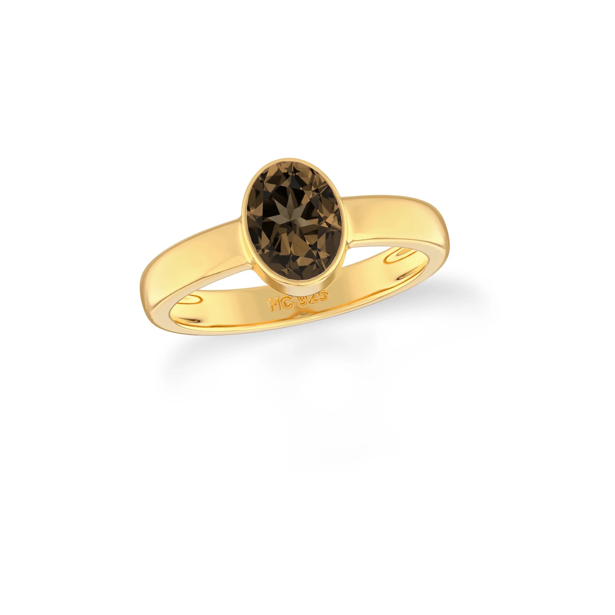 smoky quartz bezel-set ring