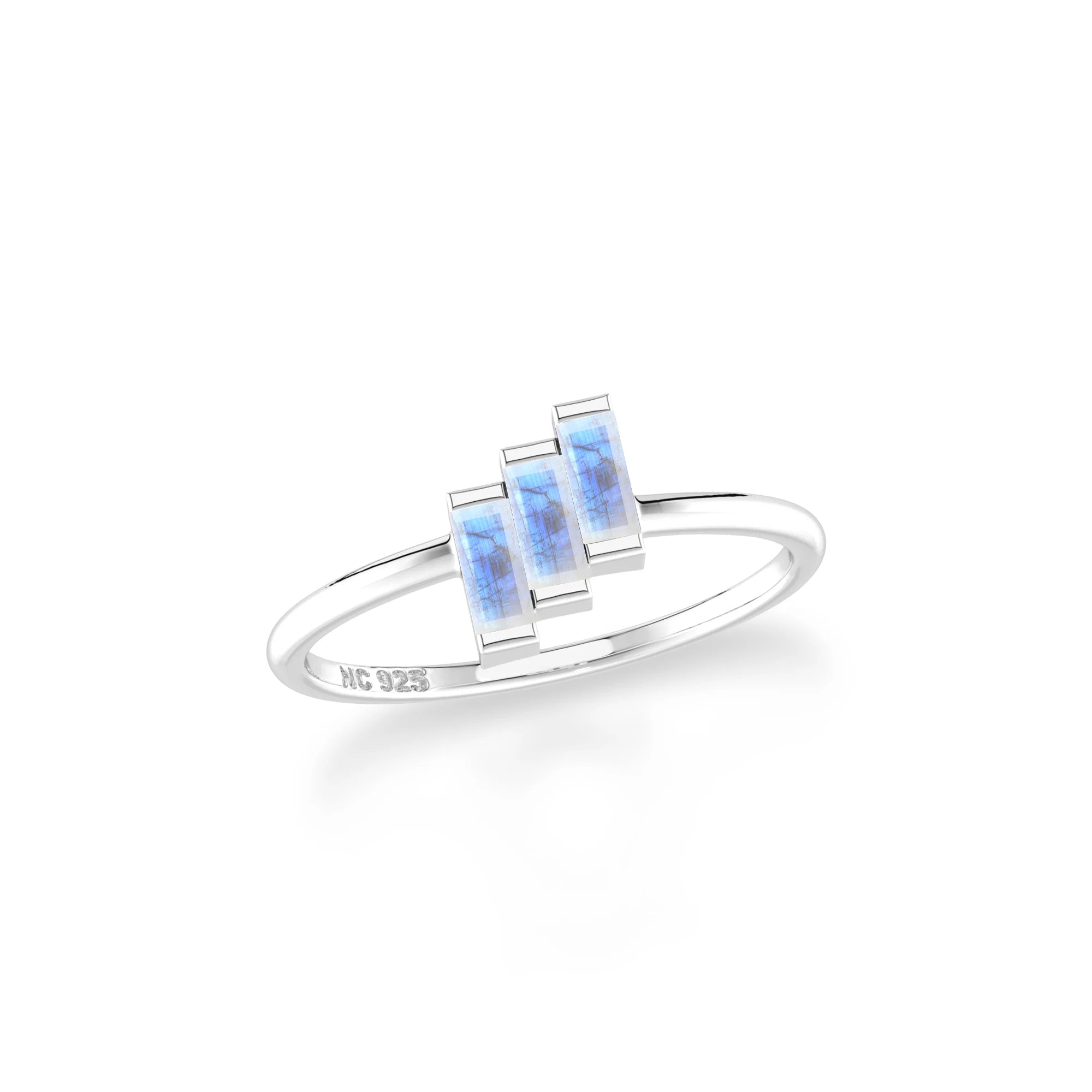 rainbow-moonstone stackable prong-set ring