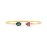 green tourmaline with pink tourmaline cut bracelet