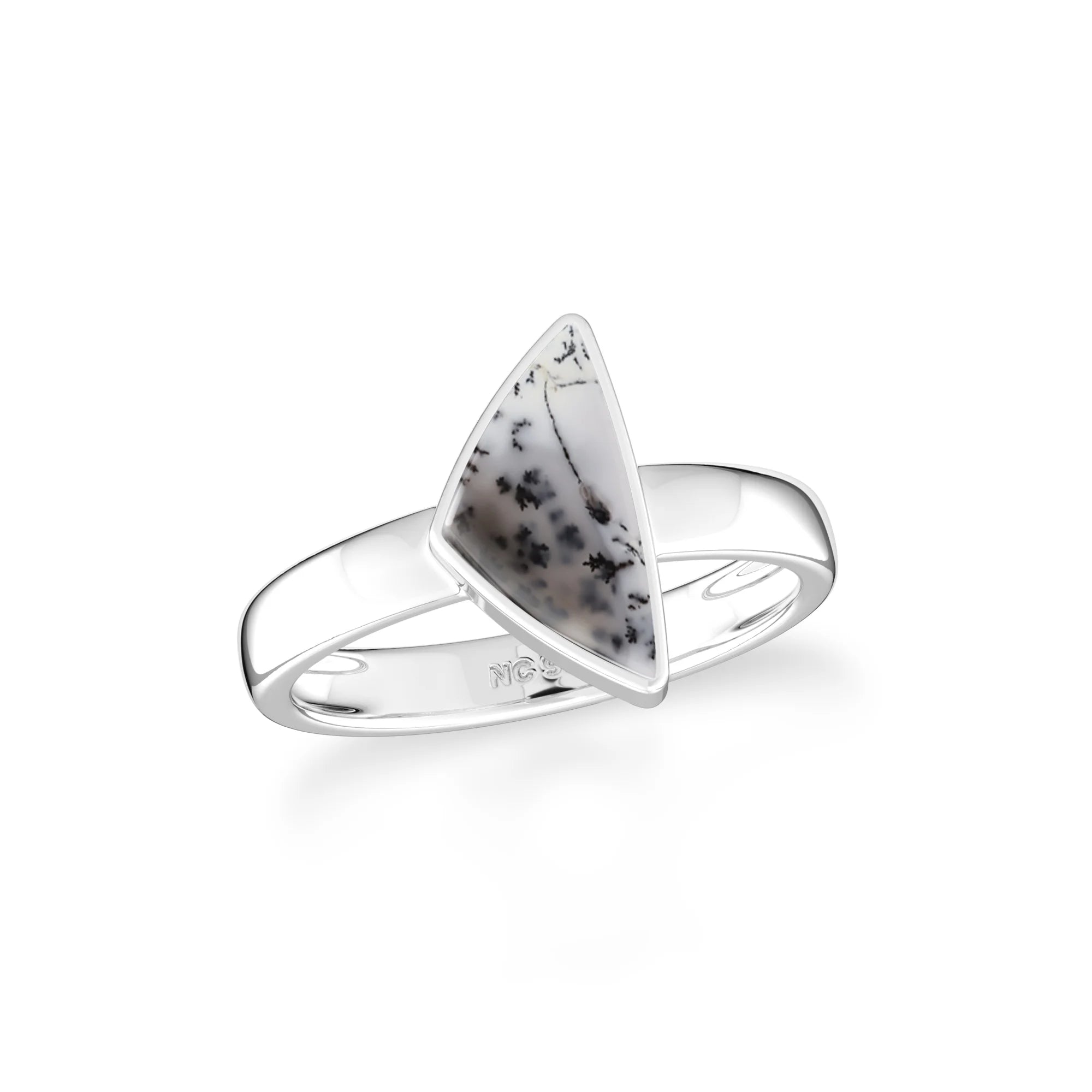 dendritic-opal bezel-set ring