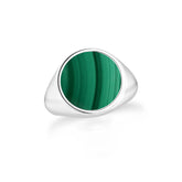 malachite mens bezel-set ring