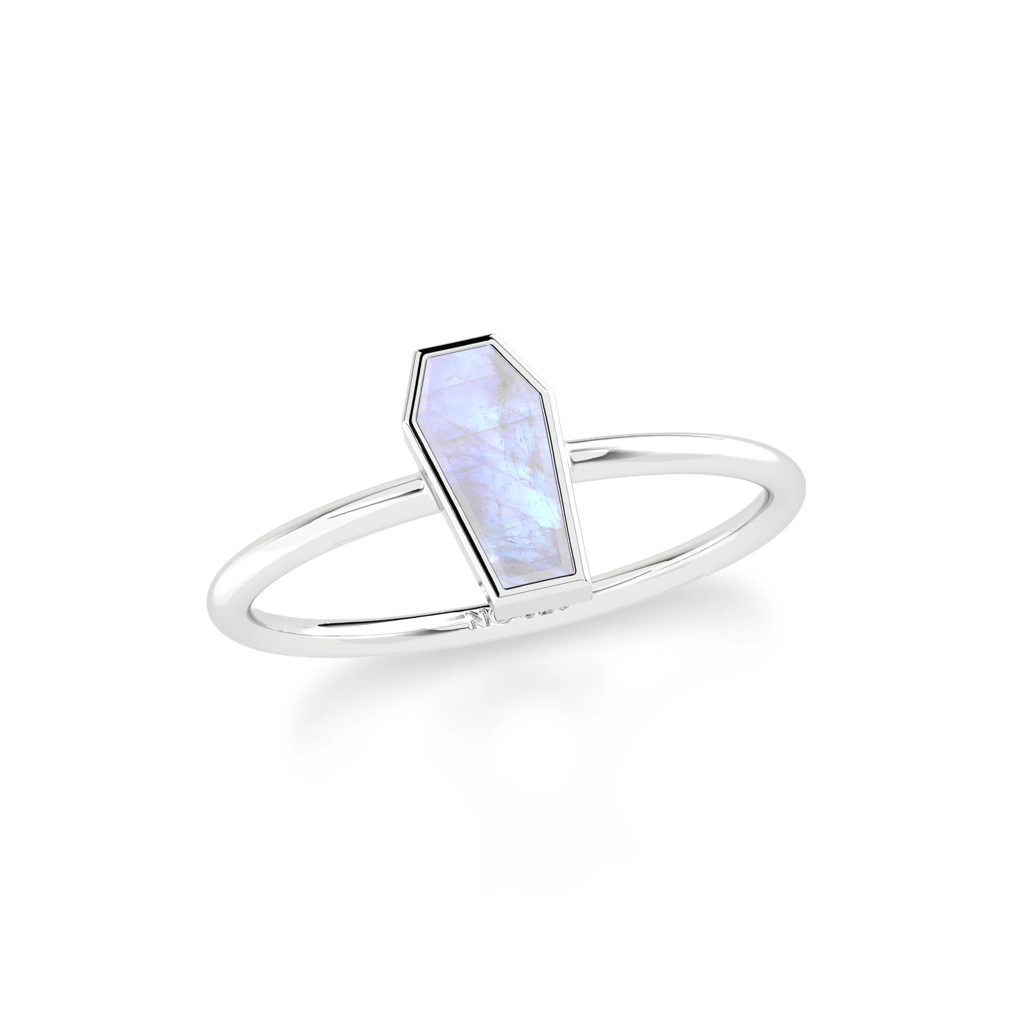 rainbow moonstone bezel-set ring