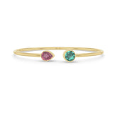 pink tourmaline with green tourmaline cut bracelet