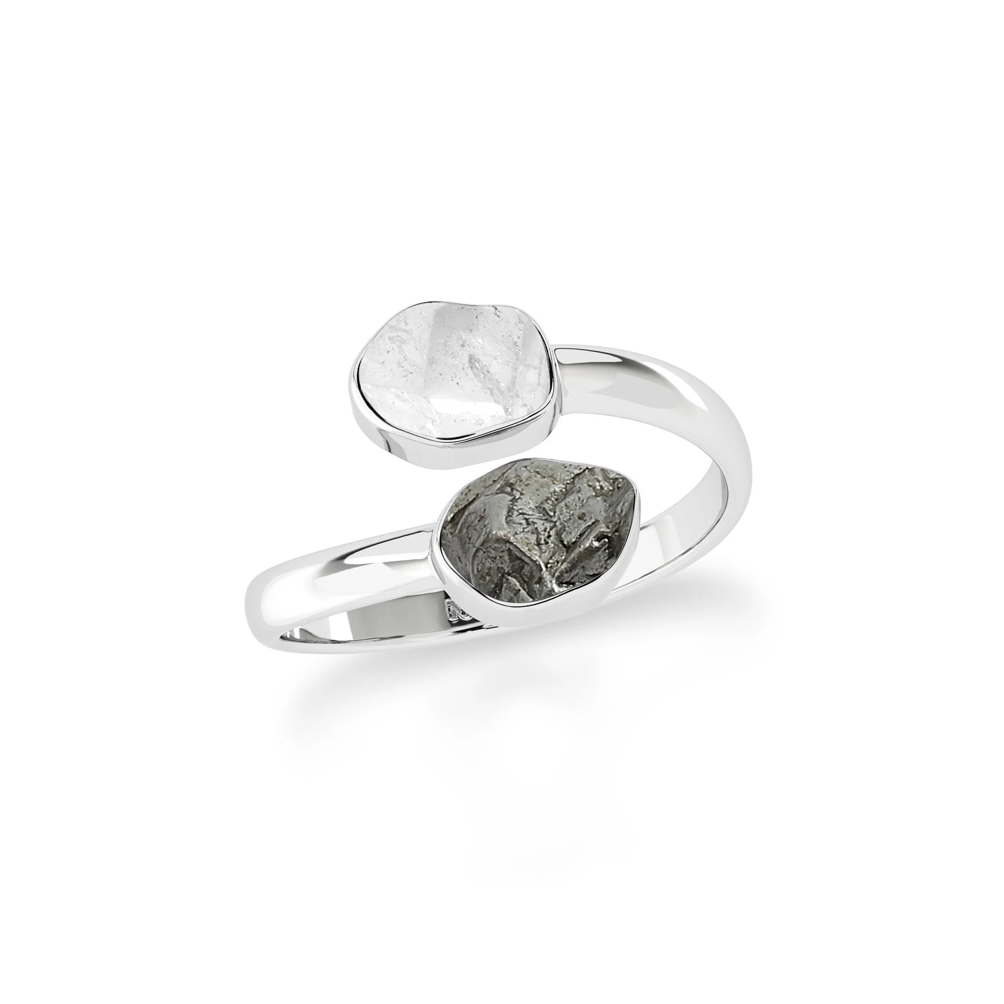herkimer-meteorite bezel-set ring