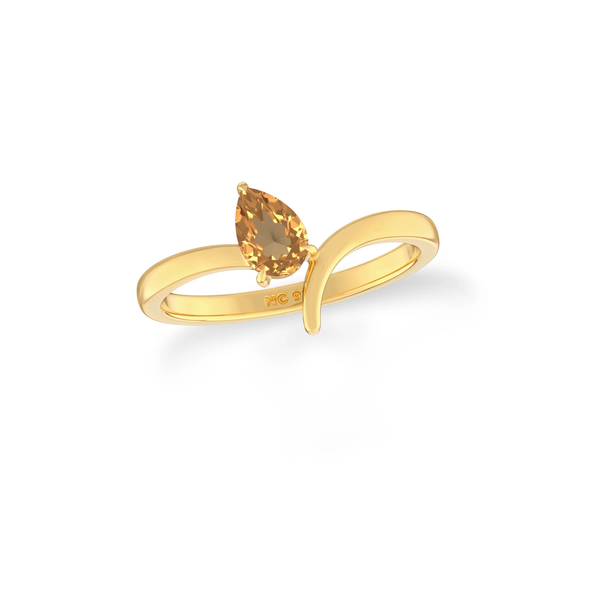 natural citrine ring for women in 18k gold vermeil