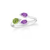 natural peridot & amethyst ring