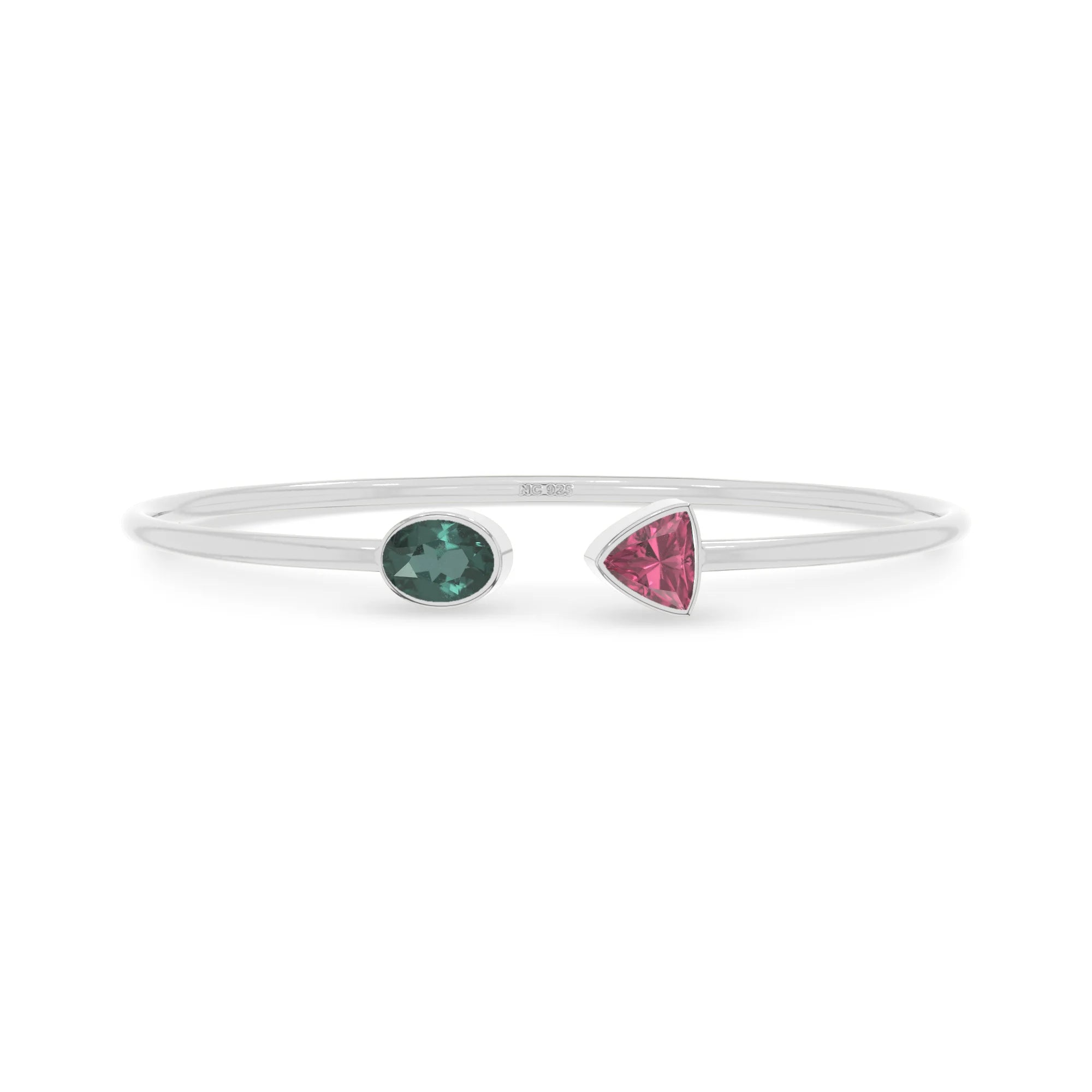 green tourmaline with pink tourmaline cut bracelet