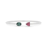green tourmaline with pink tourmaline cut bracelet