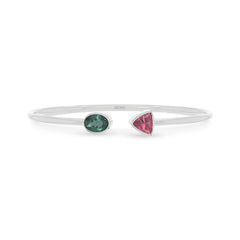 green tourmaline with pink tourmaline cut bracelet
