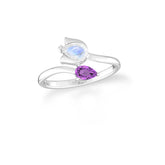 rainbow moonstone & amethyst ring