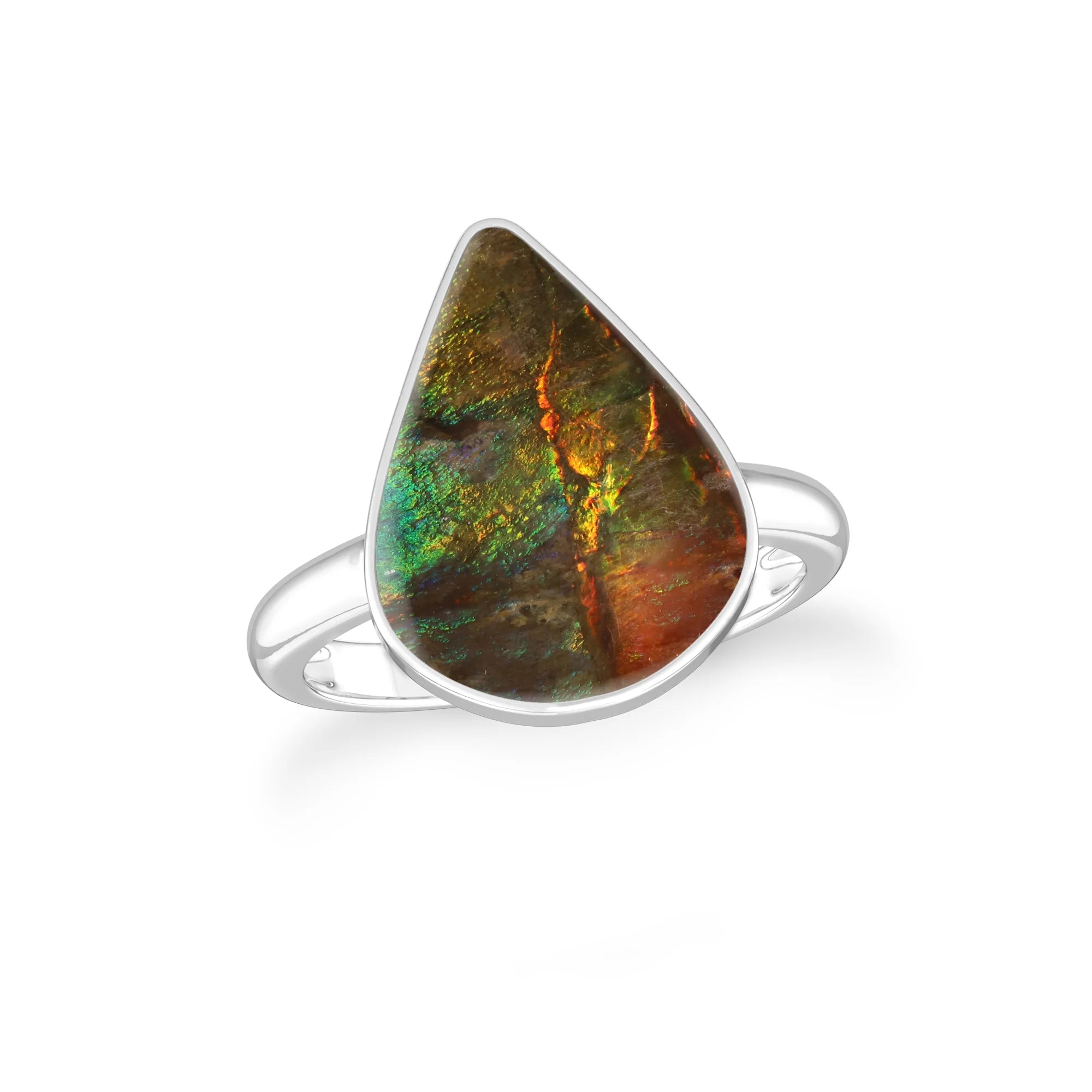 ammolite bezel-set ring
