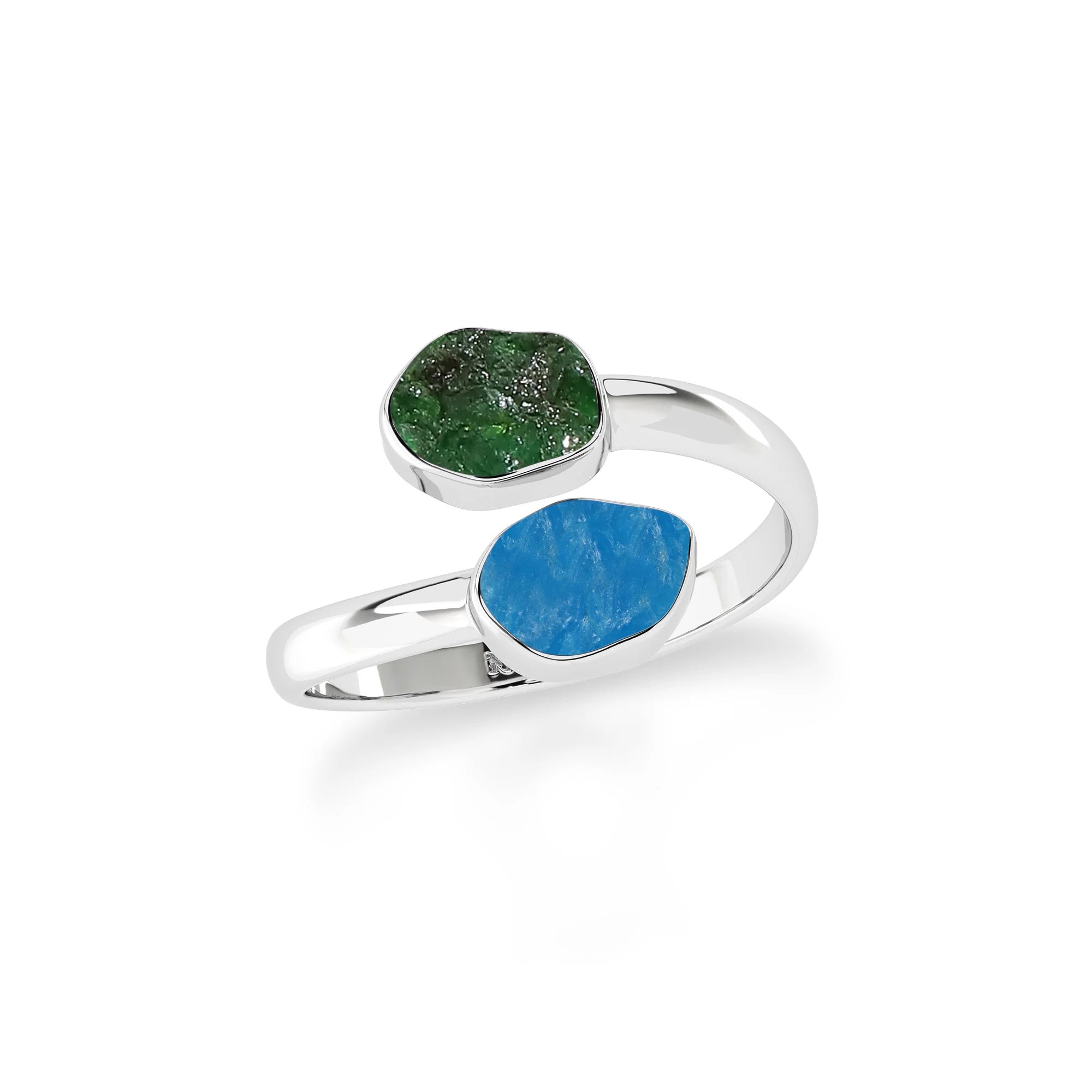 emerald-neon apatite stackable bezel-set ring
