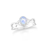 rainbow-moonstone bezel-set ring