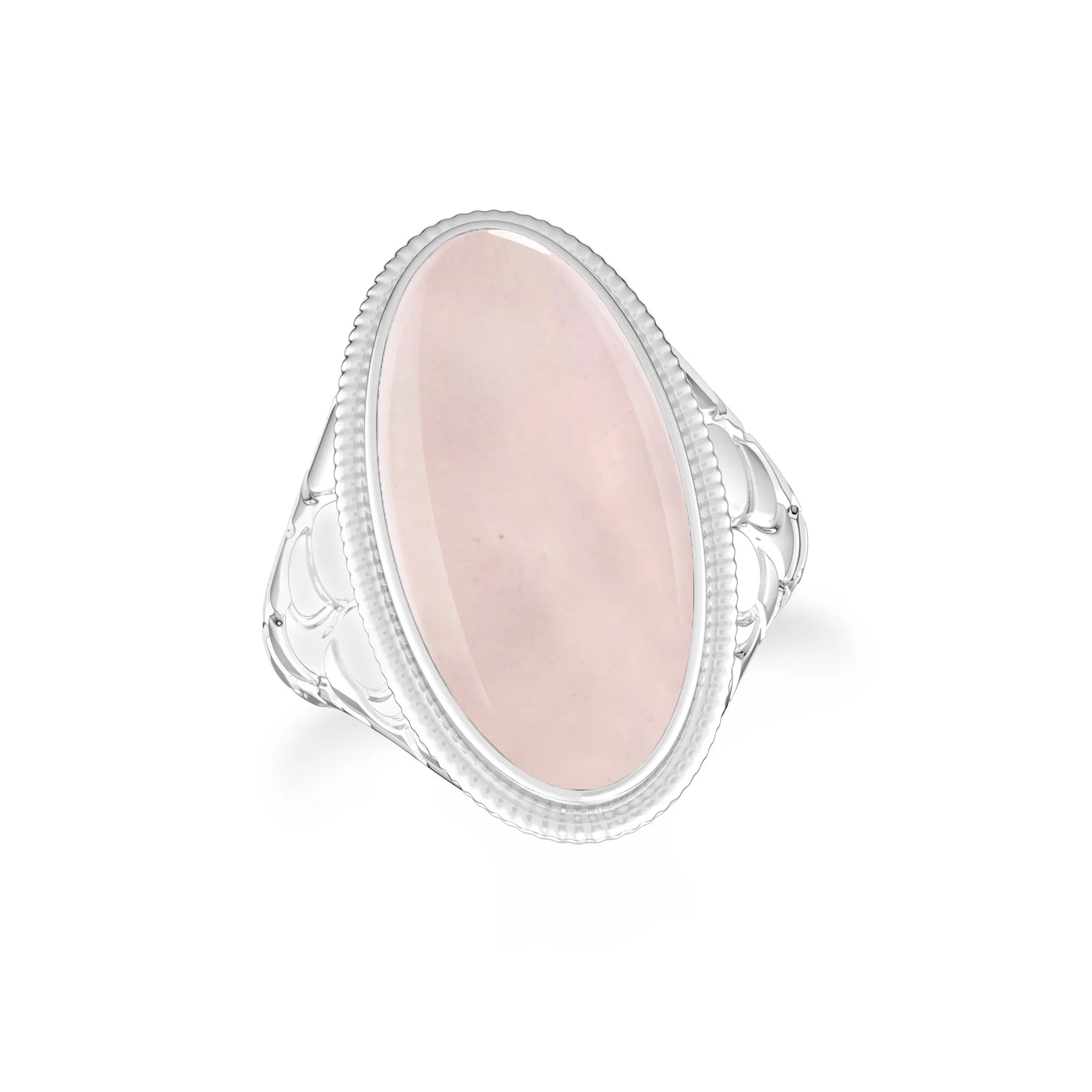 rose quartz bezel-set ring
