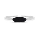 Natural Cab Shungite Oval Twister Bracelets For Women in Sterling Silver