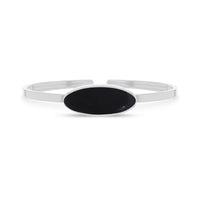Natural Cab Shungite Oval Twister Bracelets For Women in Sterling Silver
