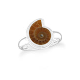ammonite bezel-set ring