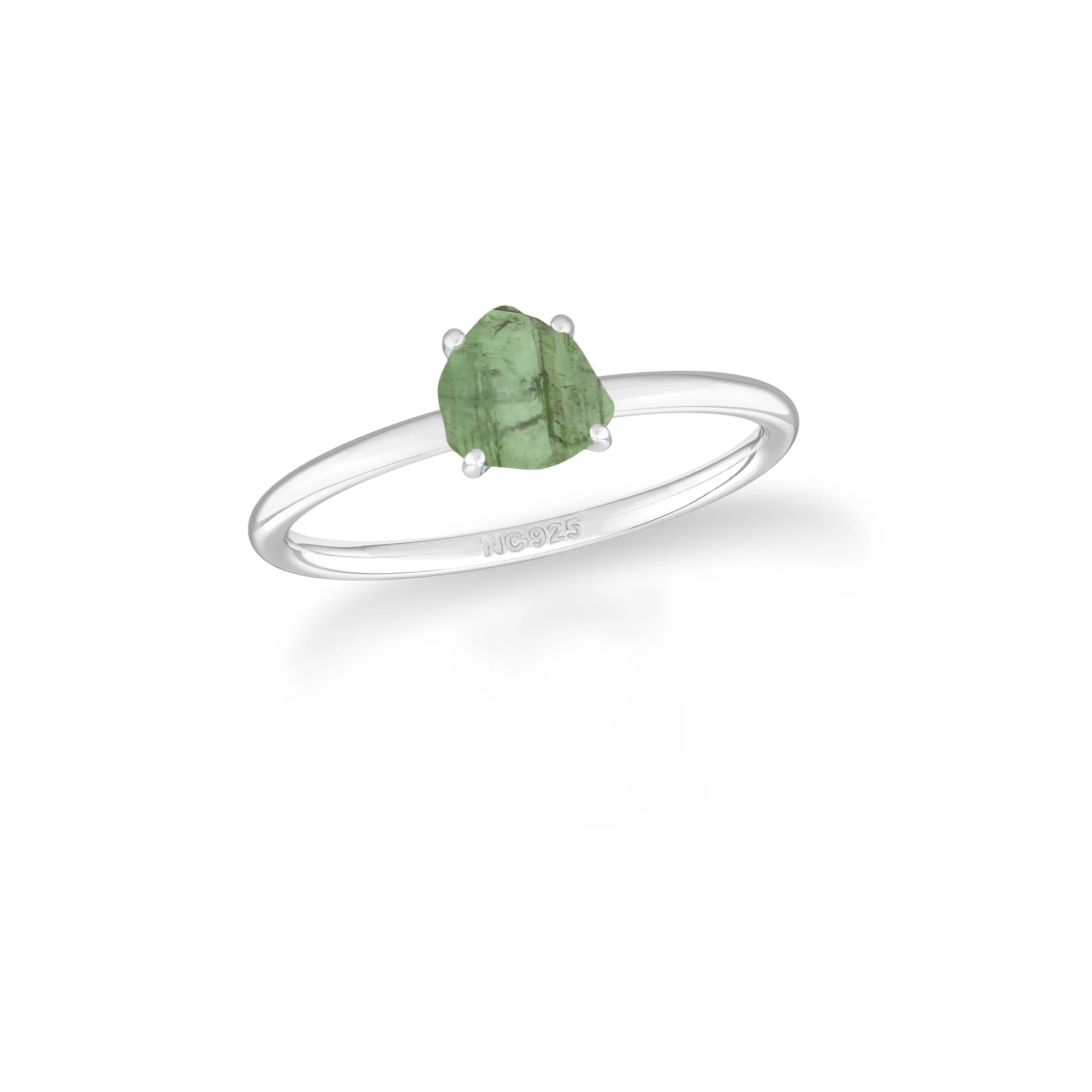 green tourmaline stackable prong-set ring