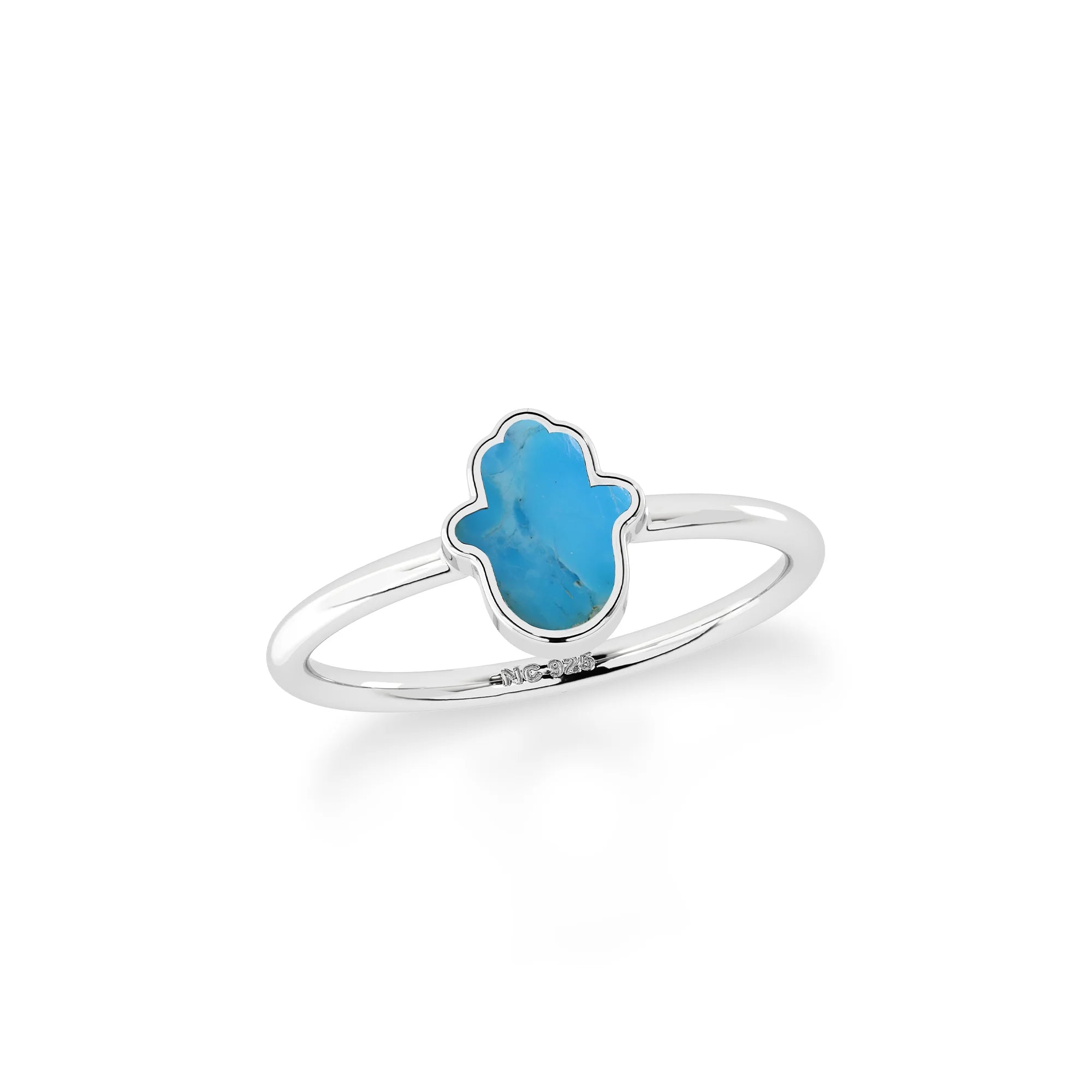 compressed turquoise blue stackable bezel-set ring