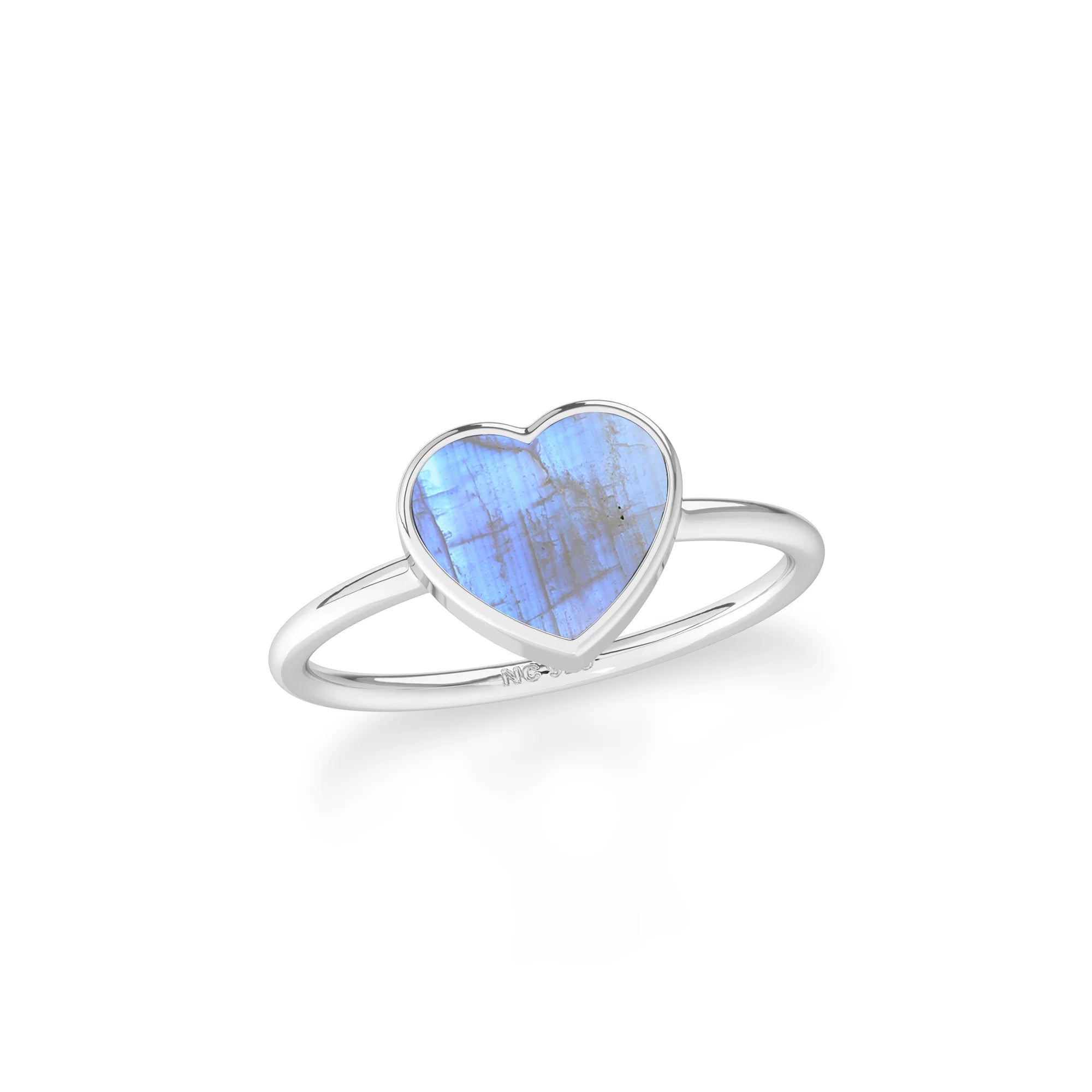 rainbow moonstone stackable bezel-set ring