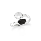 herkimer-black tourmaline bezel-set ring