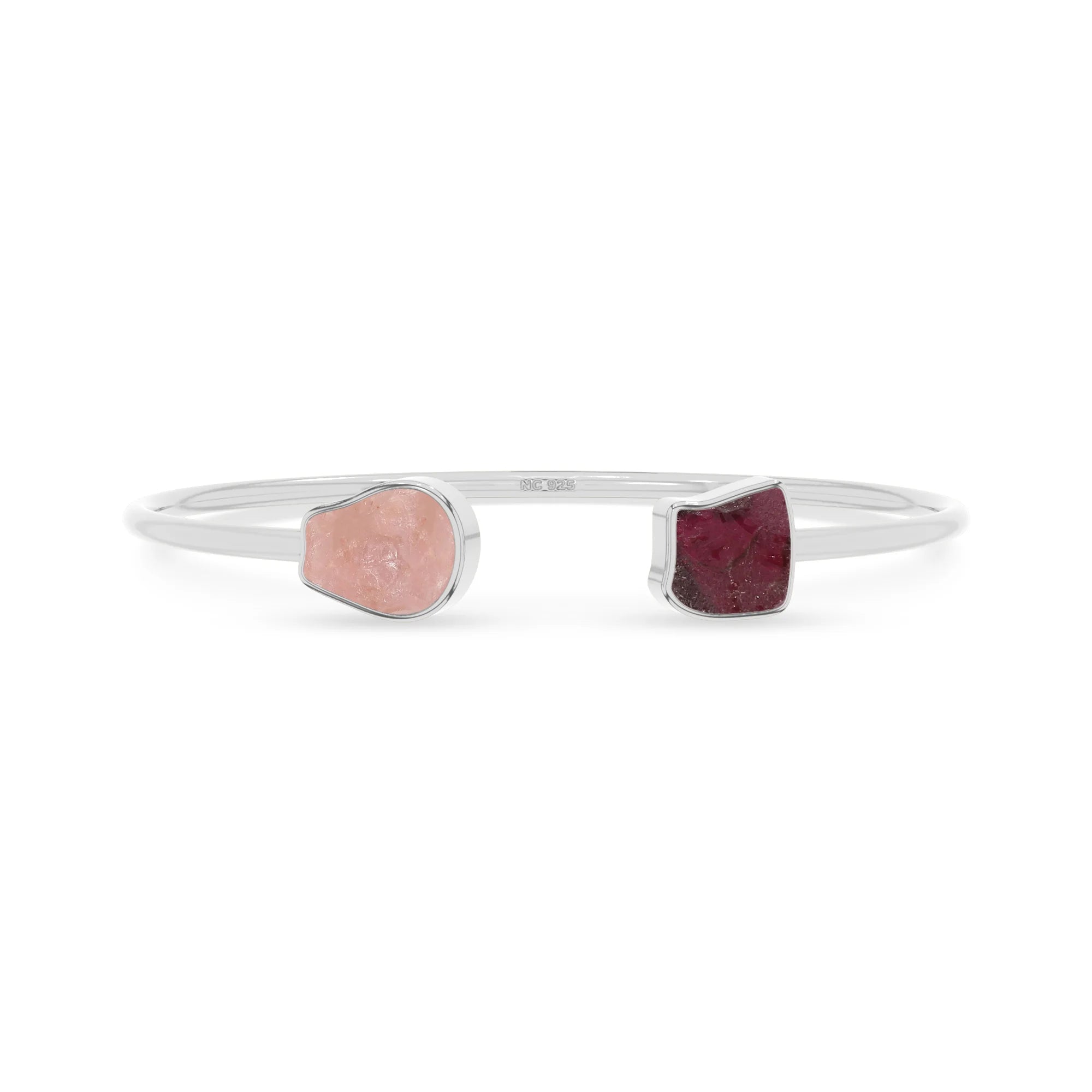 rose quartz rhodolite garnet twister bracelet