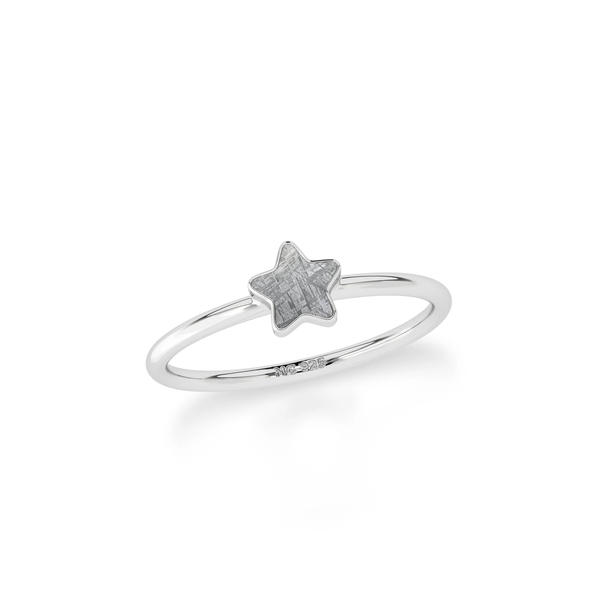 meteorite stackable bezel-set ring