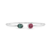 green tourmaline with pink tourmaline cut bracelet