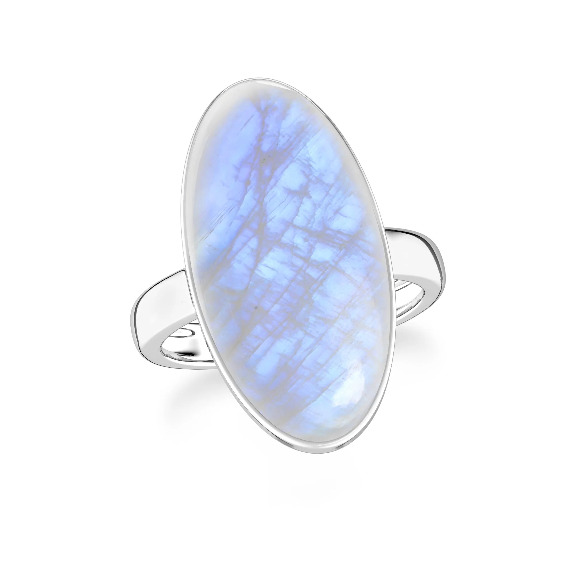 rainbow-moonstone bezel-set ring