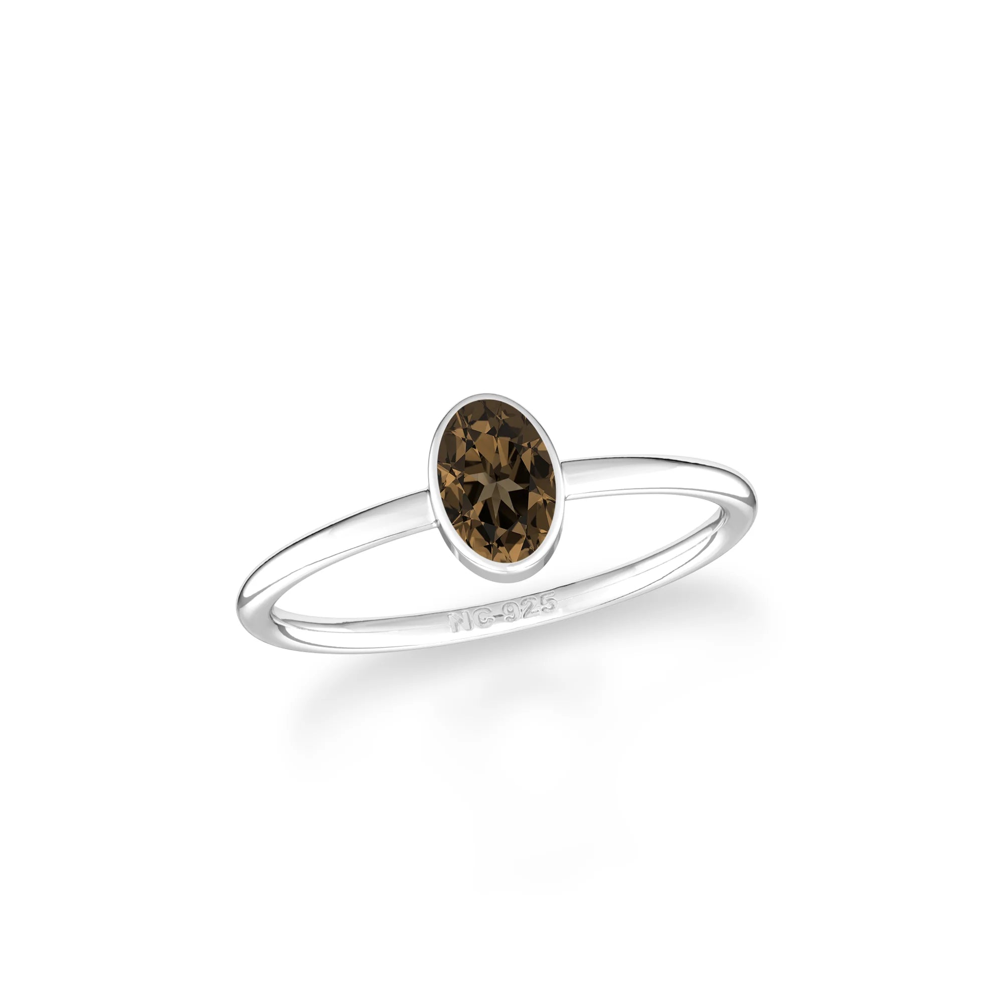 smoky quartz stackable bezel-set ring