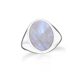 rainbow moonstone bezel-set ring