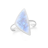 rainbow-moonstone bezel-set ring
