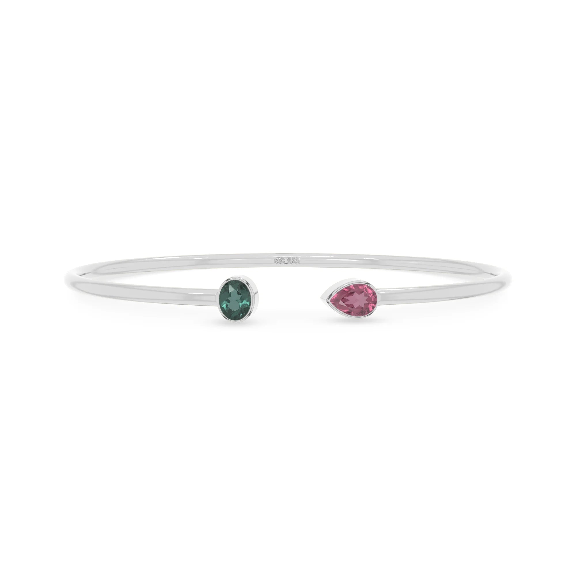 green tourmaline with pink tourmaline cut bracelet