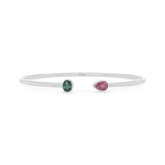 green tourmaline with pink tourmaline cut bracelet