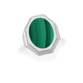 malachite men bezel-set ring