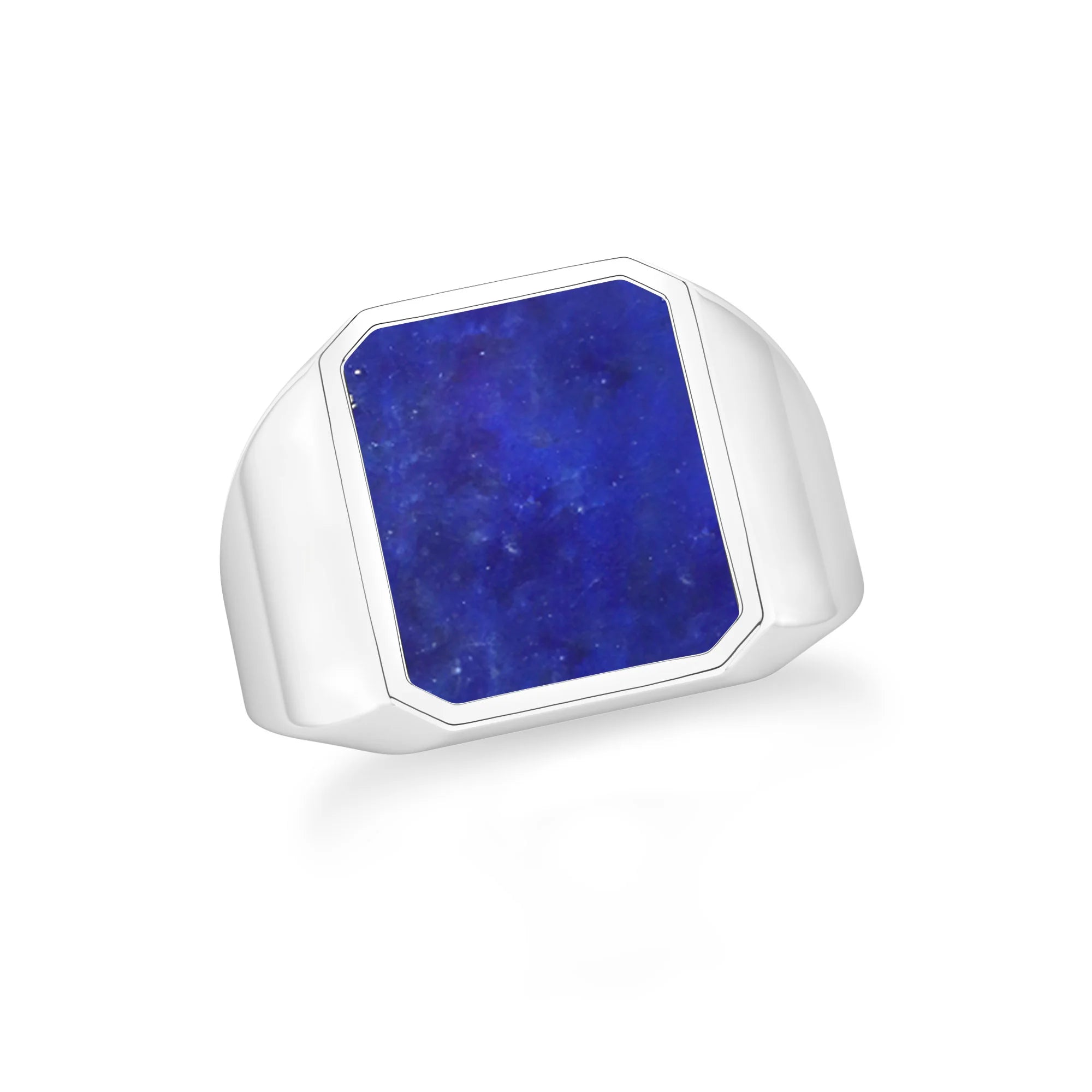 lapis lazuli men bezel-set ring