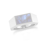 rainbow moonstone mens bezel-set ring