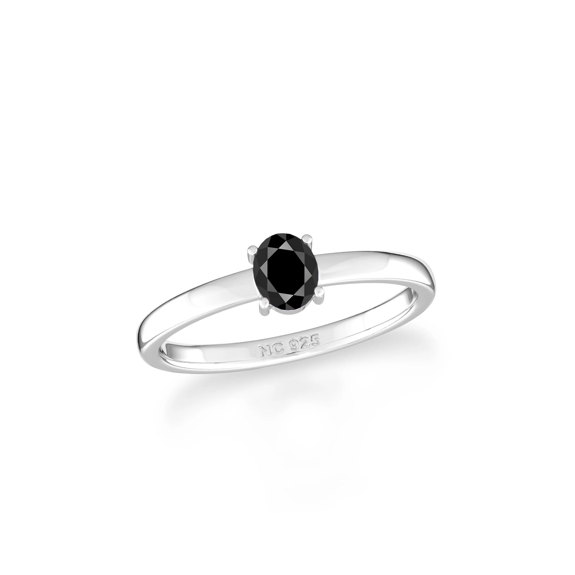 black tourmaline stackable prong-set ring