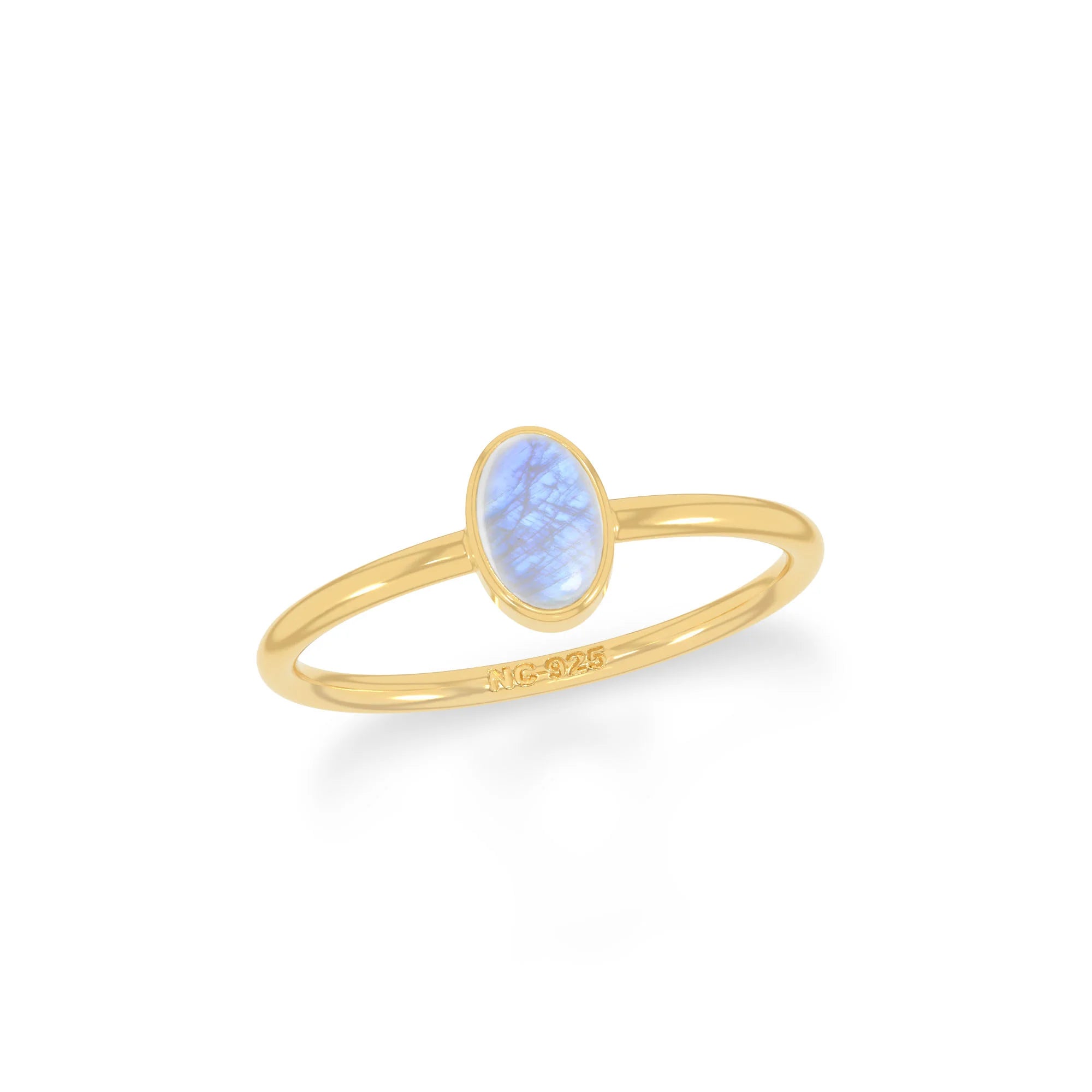 rainbow moonstone bezel-set ring