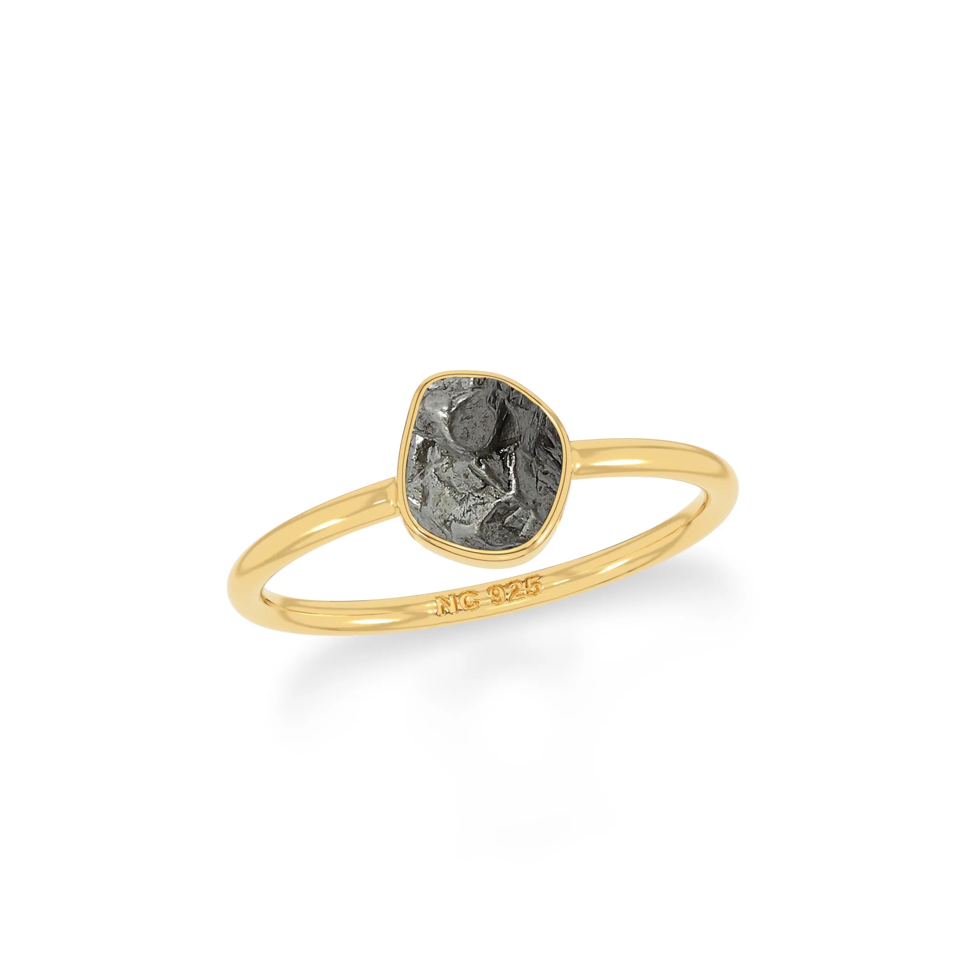 meteorite stackable bezel-set ring